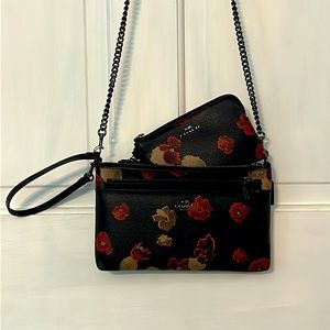 Classic Coach crossbody bag with matching wristlet